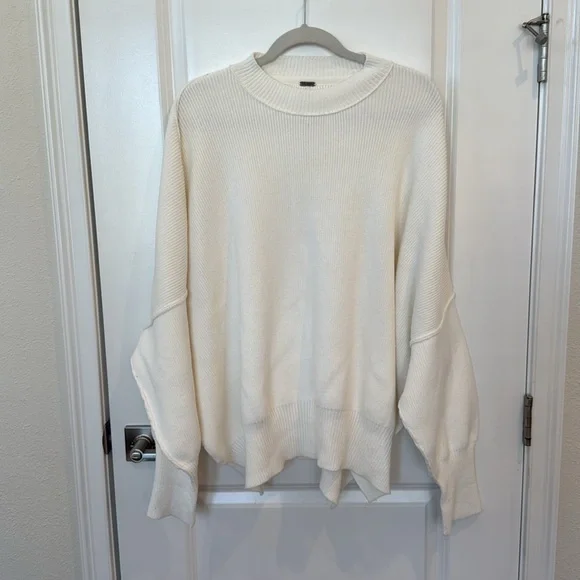 FREE PEOPLE Easy Street Tunic Ribbed Oversized Sweater in Painted White - Picture 8 of 11